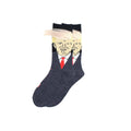 Novelty Faux Hair Cotton Mid Calf Socks, Unisex - Grey and White