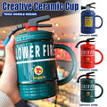Novelty Fire Extinguisher Ceramic Mug with Lid and Spoon - Blue - view 5