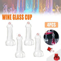 Novelty Penis Shaped Wine Glass Cups, Set of 4 for Cocktail Parties