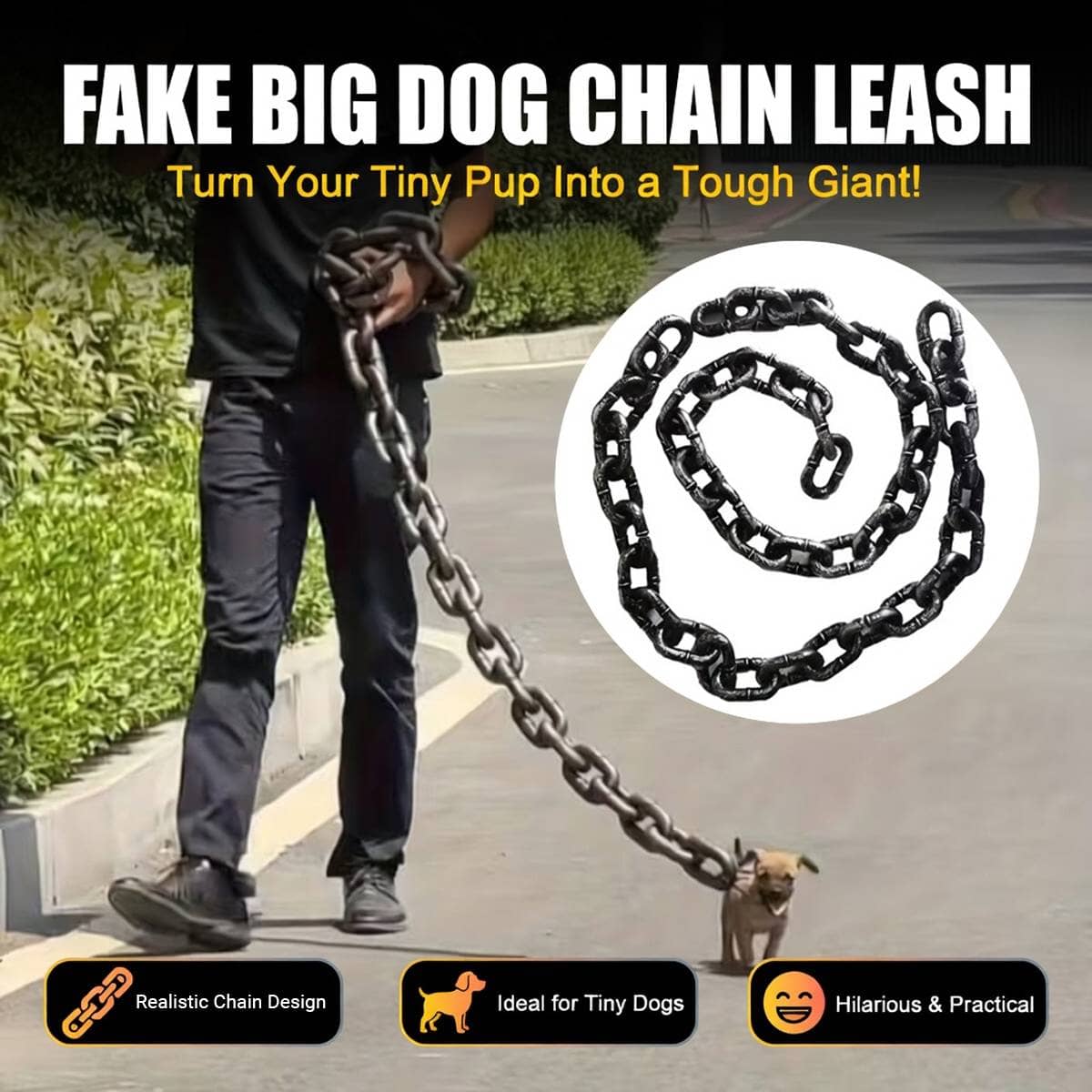 Novelty Plastic Chain Prop Leash for Tiny Dogs and Photo Props