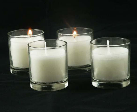 10 White Wax Clear Glass Holder Votive Candle - Wedding Event Centrepiece Table Decoration - SuperSaverAU - view 2