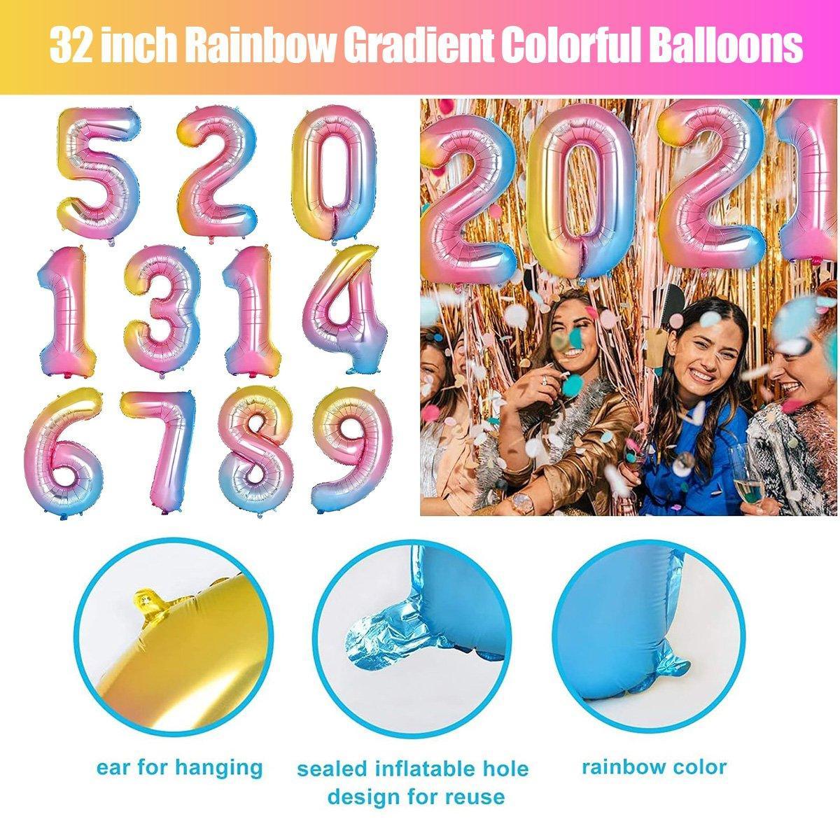 Number Foil Balloon, Rainbow Gradient 32 Inch (81.28cm) - Number 0 - view 2