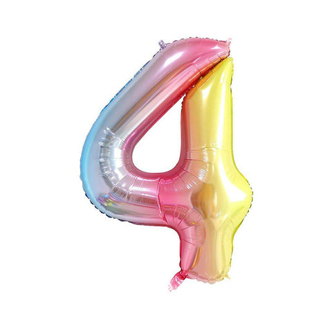 Number Foil Balloon, Rainbow Gradient 32 Inch (81.28cm) - Number 4