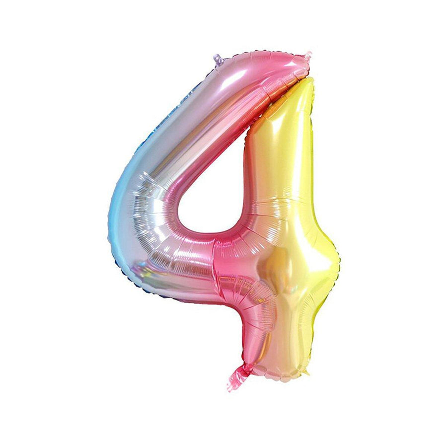 Number Foil Balloon, Rainbow Gradient 32 Inch (81.28cm) - Number 4