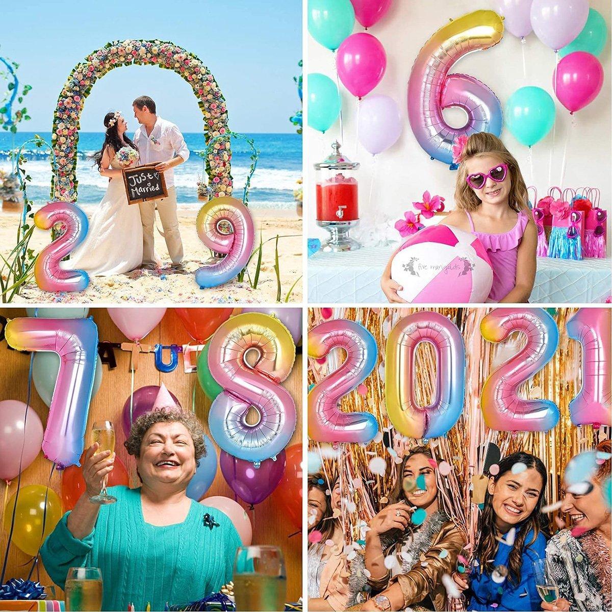 Number Foil Balloon, Rainbow Gradient 32 Inch (81.28cm) - Number 7 - view 7