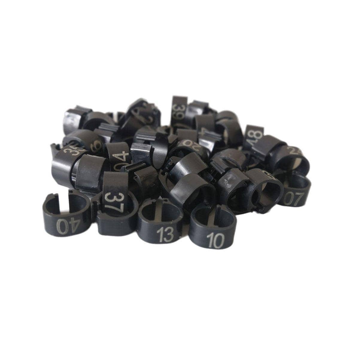 Numbered Clip-On Bird Leg Bands, Pack of 100 - Black