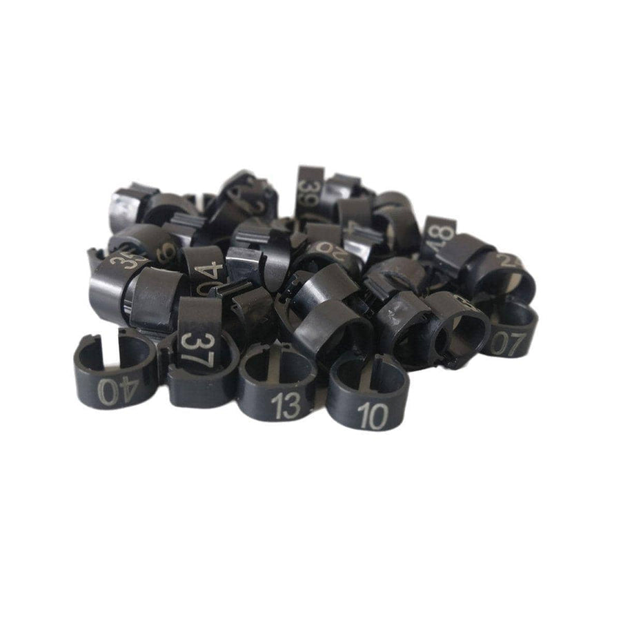 Numbered Clip-On Bird Leg Bands, Pack of 100 - Black