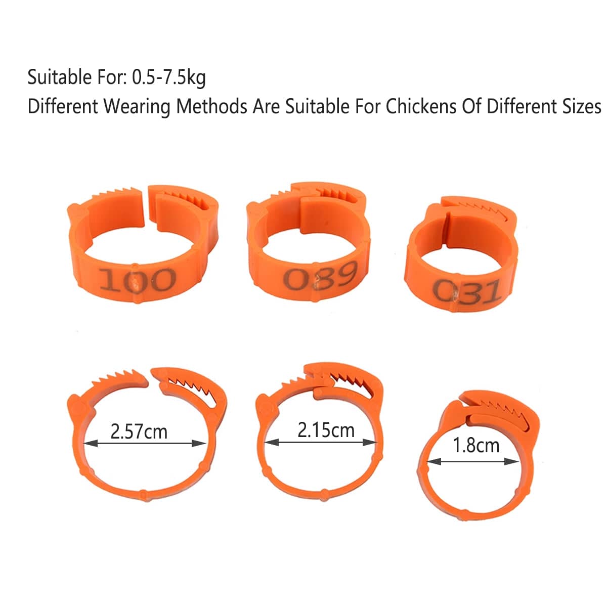 Numbered Poultry Leg Rings for Chickens and Ducks - Green, Pack of 100 - view 4