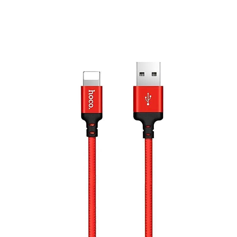 Nylon Braided Charging Cable with Lightning Connector - Red, 2 m - view 2