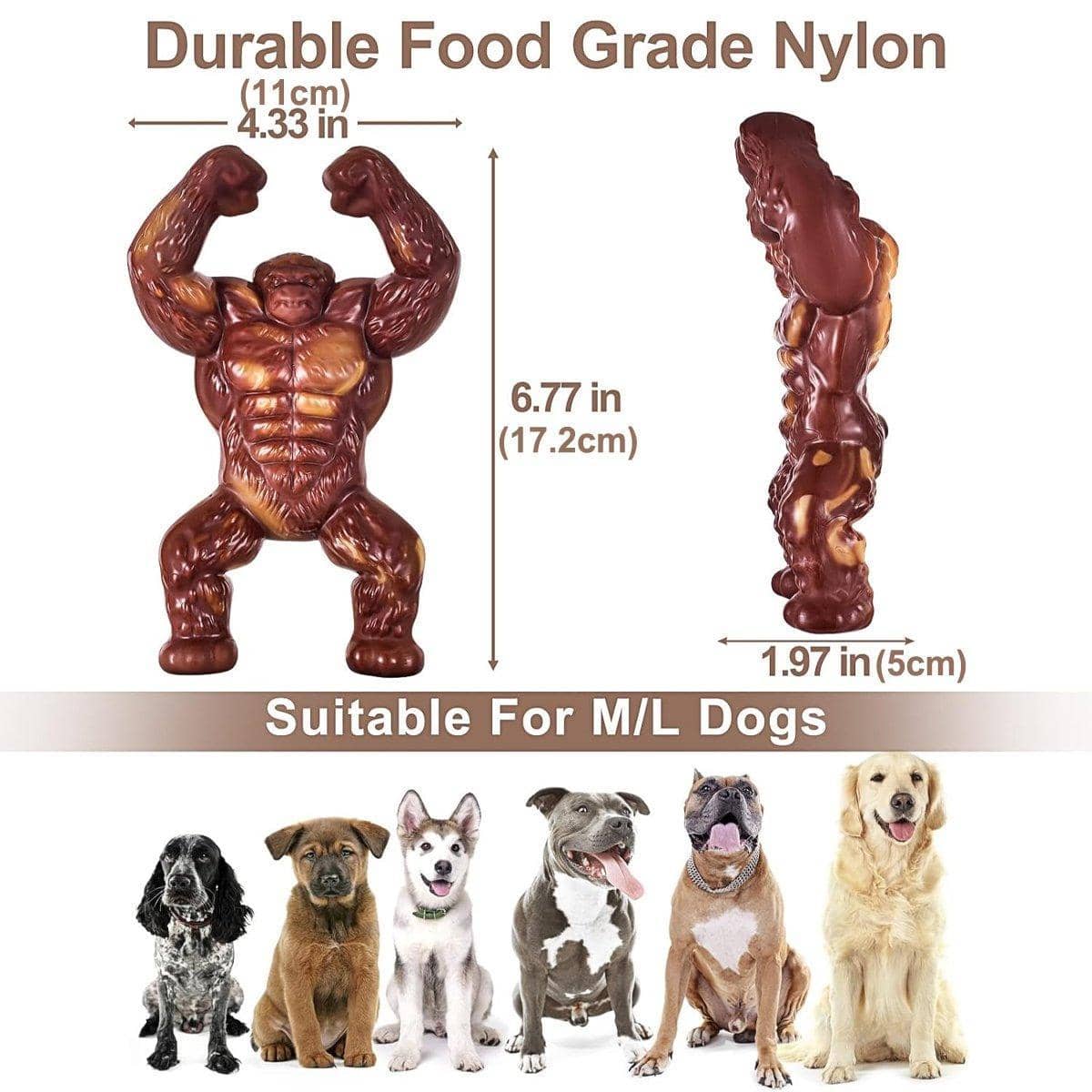 Nylon Dog Chew Toy - Beef Flavour, Gorilla Shape for Medium and Large Dogs - view 3
