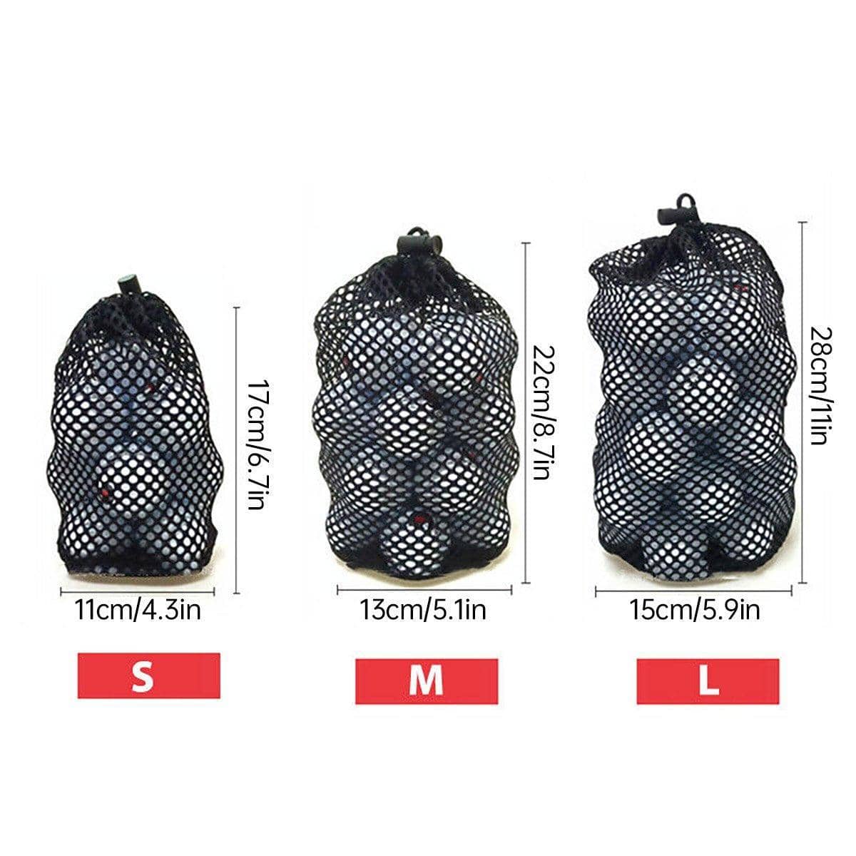 Nylon Golf Ball Net Bag with Drawstring - Medium (13 x 22 cm) - view 4