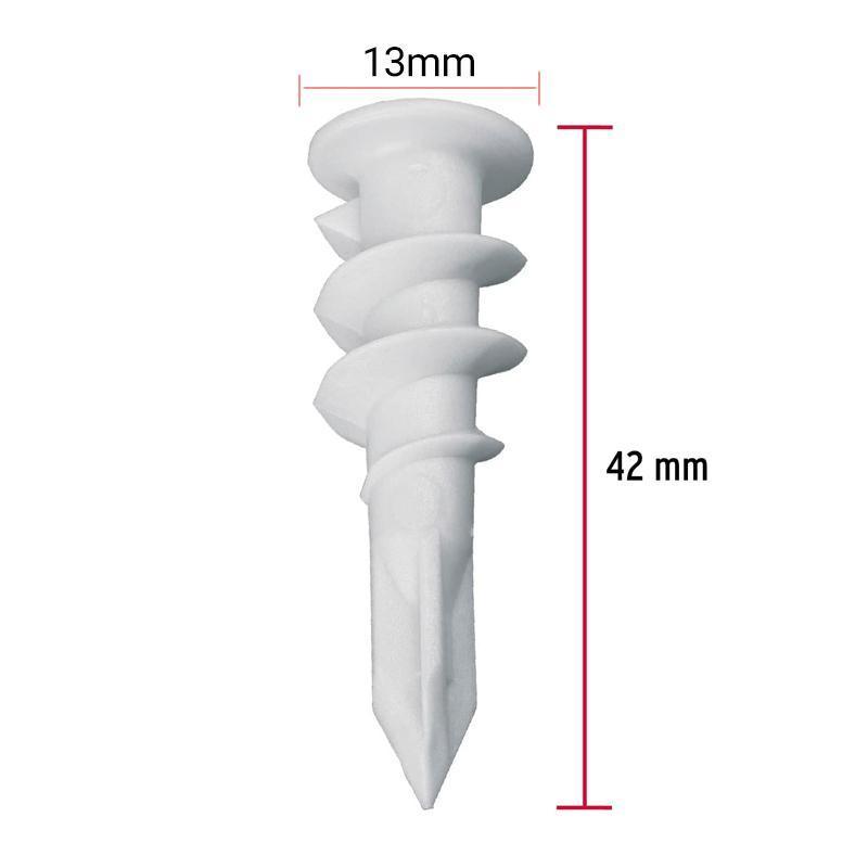 Nylon Wall Anchors for Plasterboard, 13 x 42 mm - Pack of 100 - view 4