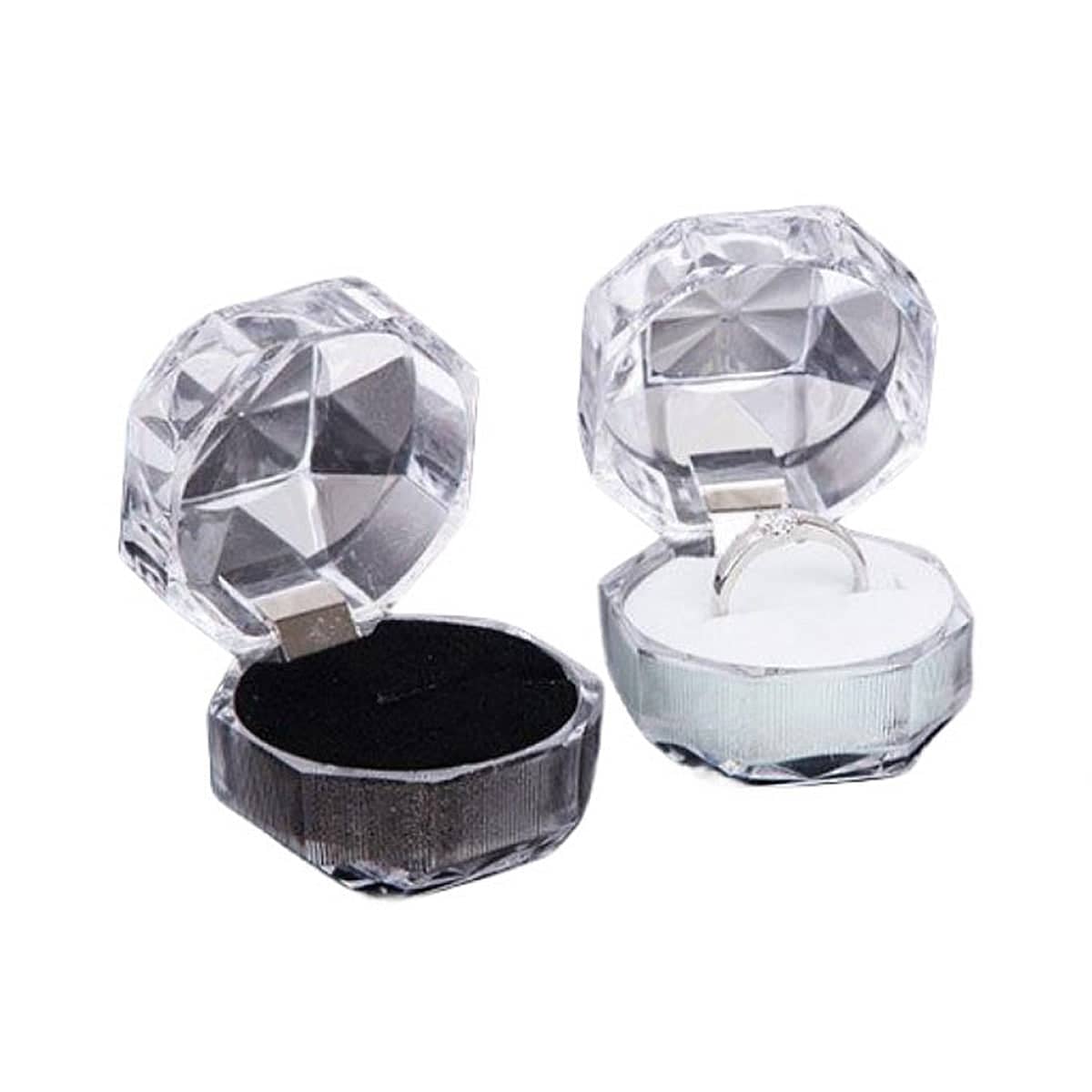 Octagonal Acrylic Jewellery Ring and Earring Box, Pack of 20 - White - view 3