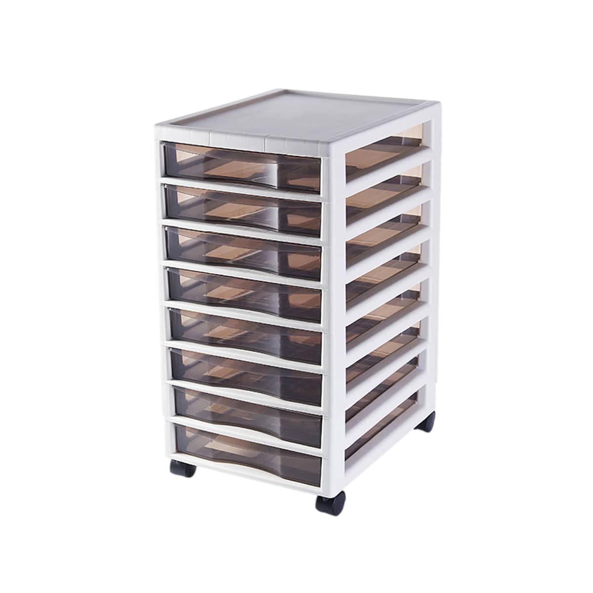 Office Storage Transparent File Cabinet with Wheels - 8 Layer