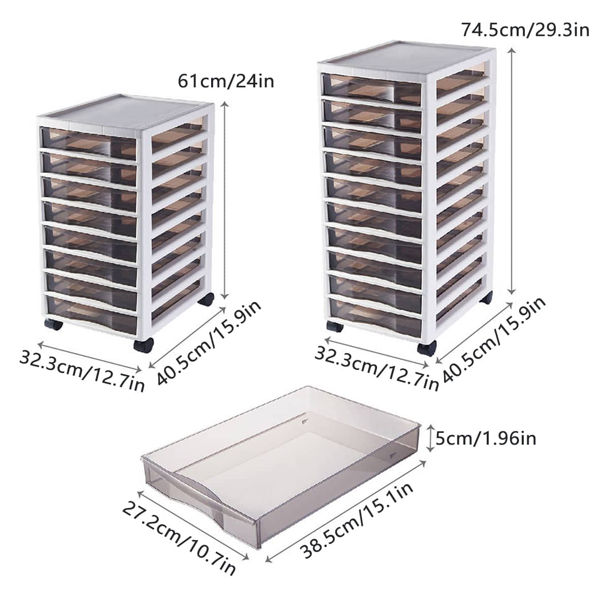 Office Storage Transparent File Cabinet with Wheels - 8 Layer - view 4