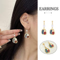 Oil Painting Design Colour Matching Earrings for Women, Vintage Style