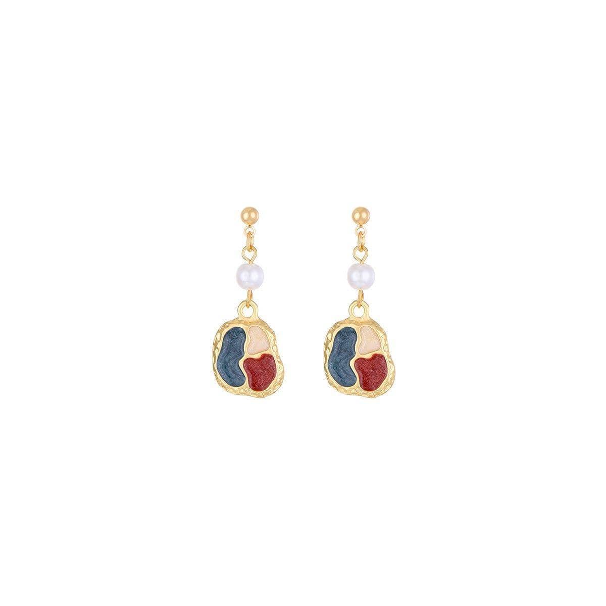 Oil Painting Design Colour Matching Earrings for Women, Vintage Style - view 2