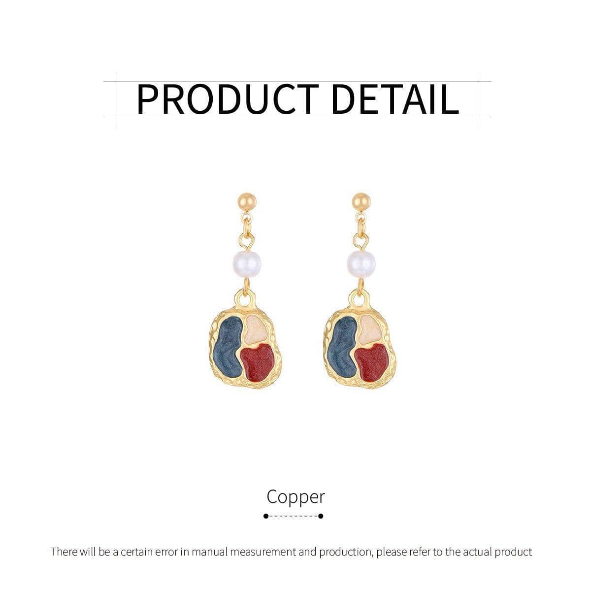 Oil Painting Design Colour Matching Earrings for Women, Vintage Style - view 3