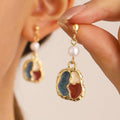 Oil Painting Design Colour Matching Earrings for Women, Vintage Style - view 4