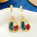 Oil Painting Design Colour Matching Earrings for Women, Vintage Style - view 5