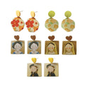 Oil Painting Style Acrylic Earrings - Boy in Black Hat - view 3