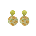 Oil Painting Style Acrylic Earrings - Peach Flower Print