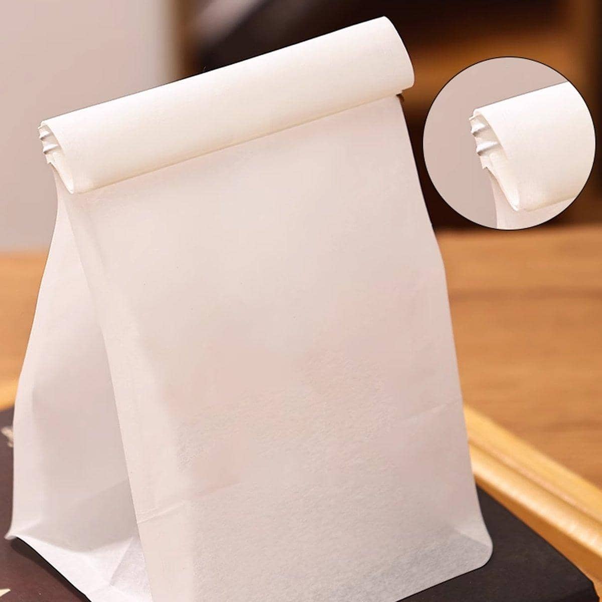 Oil-Proof Paper Bread Bags with Iron Wire Seal, Self-Standing, Pack of 50 - view 5
