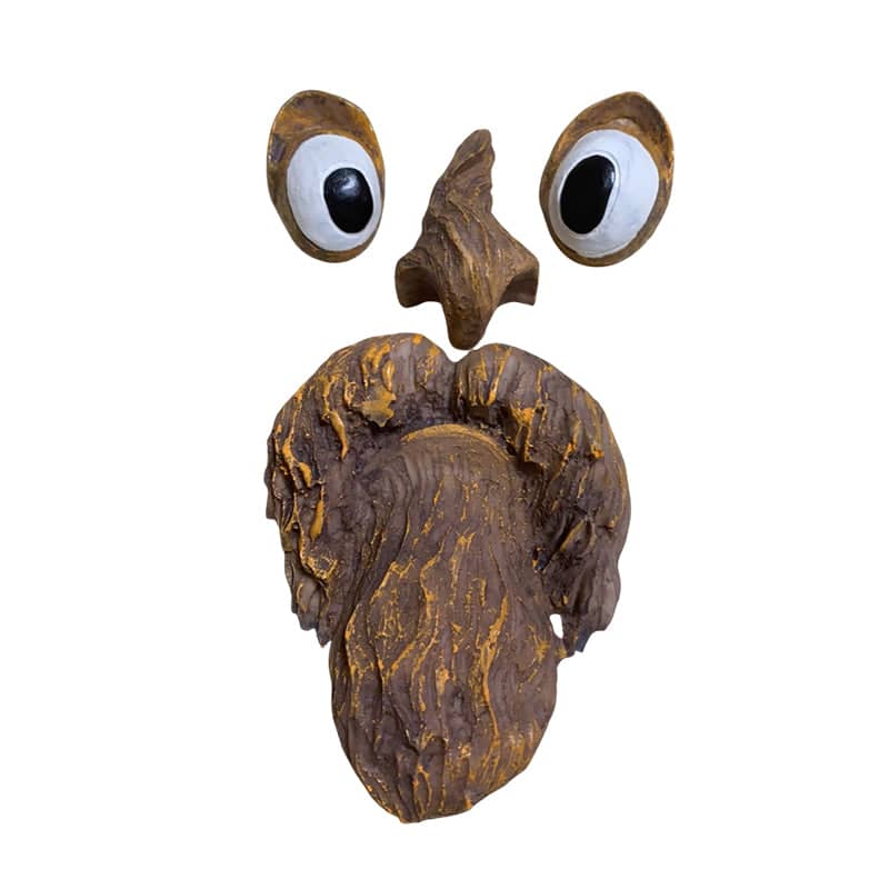 Old Man Tree Face Garden Decoration - Brown with Wide White Eyes