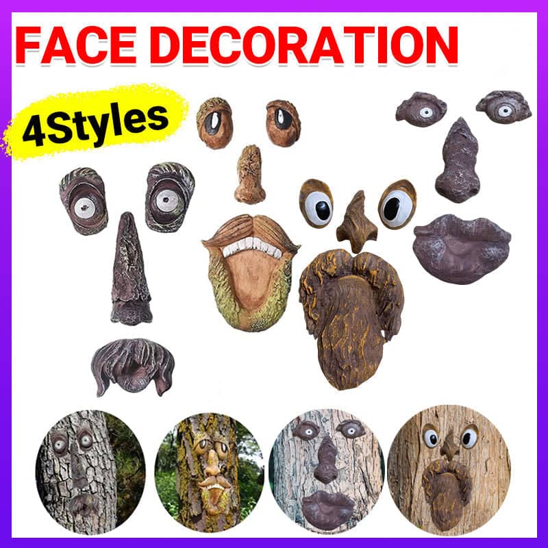 Old Man Tree Face Garden Decoration - Brown with Wide White Eyes - view 2