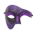 One Eye Half Face Masquerade Mask - Black and Purple