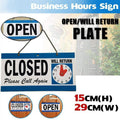 Open Closed Sign with Will Return Clock - 29 x 15 cm