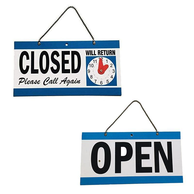 Open Closed Sign with Will Return Clock - 29 x 15 cm - view 2