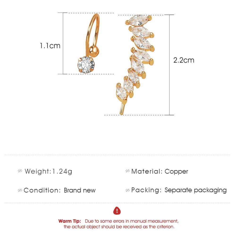 Open Hoop Ear Cuff and Teardrop Stone Ear Climber Set - Gold - view 4