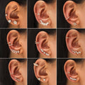 Open Hoop Ear Cuff and Teardrop Stone Ear Climber Set - Gold - view 5