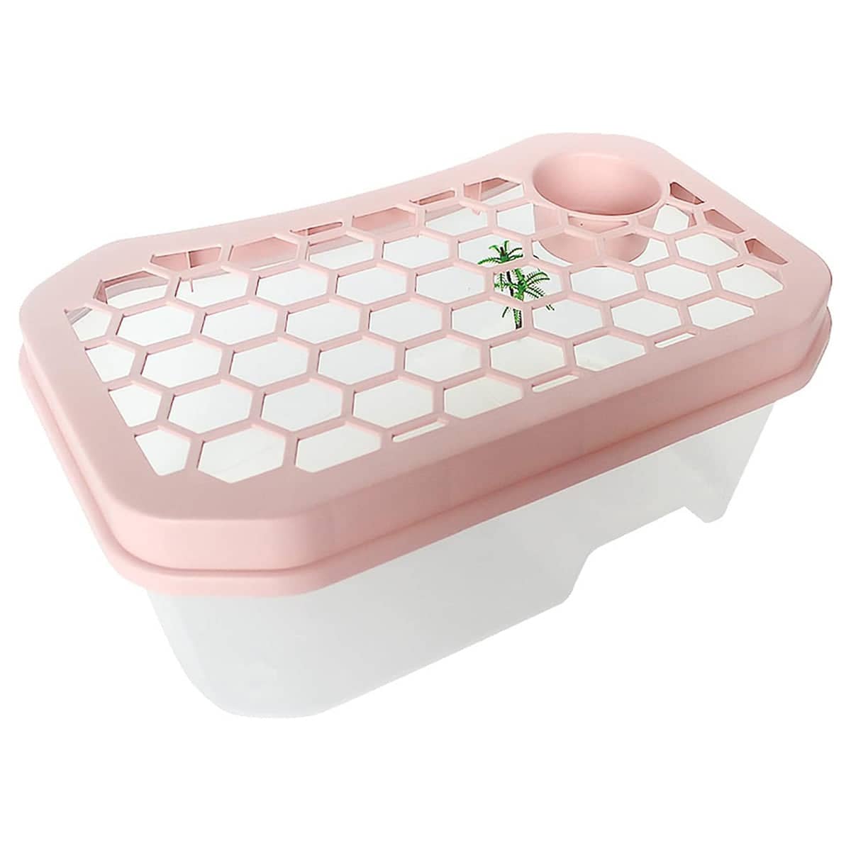 Open Top Turtle Tank with Basking Platform - Pink Lid