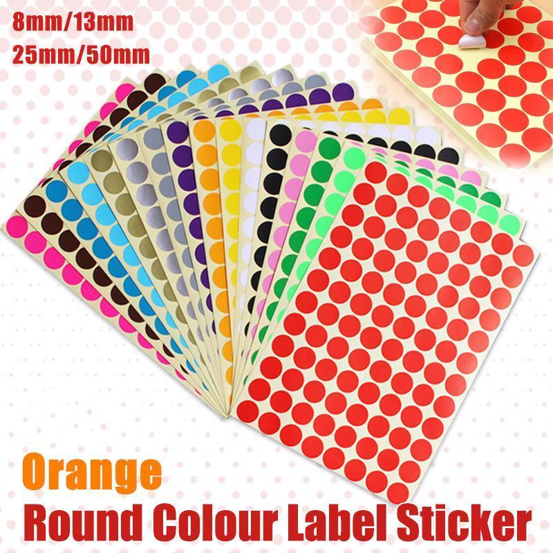 Orange Adhesive Round Sticker Dots - 50mm, 8 Dots, 5 Sheets - view 2