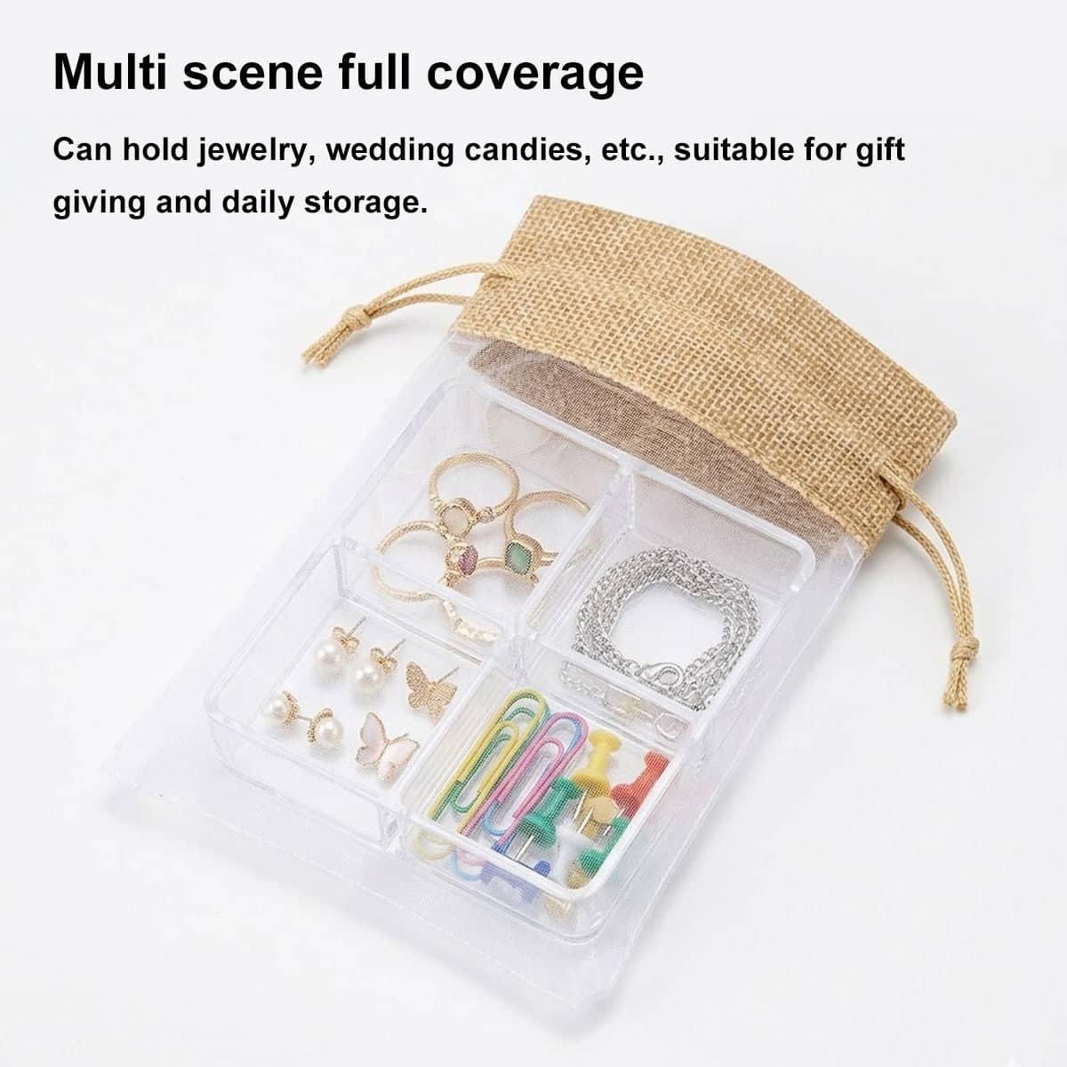 Organza Jute Drawstring Gift Bags 10 x 15 cm Pack of 50 - view 5