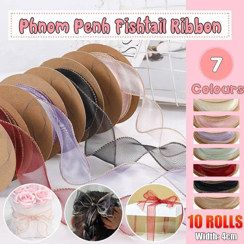 Organza Ribbon for DIY Crafts and Gift Packaging, Pack of 10 - Pink - view 2