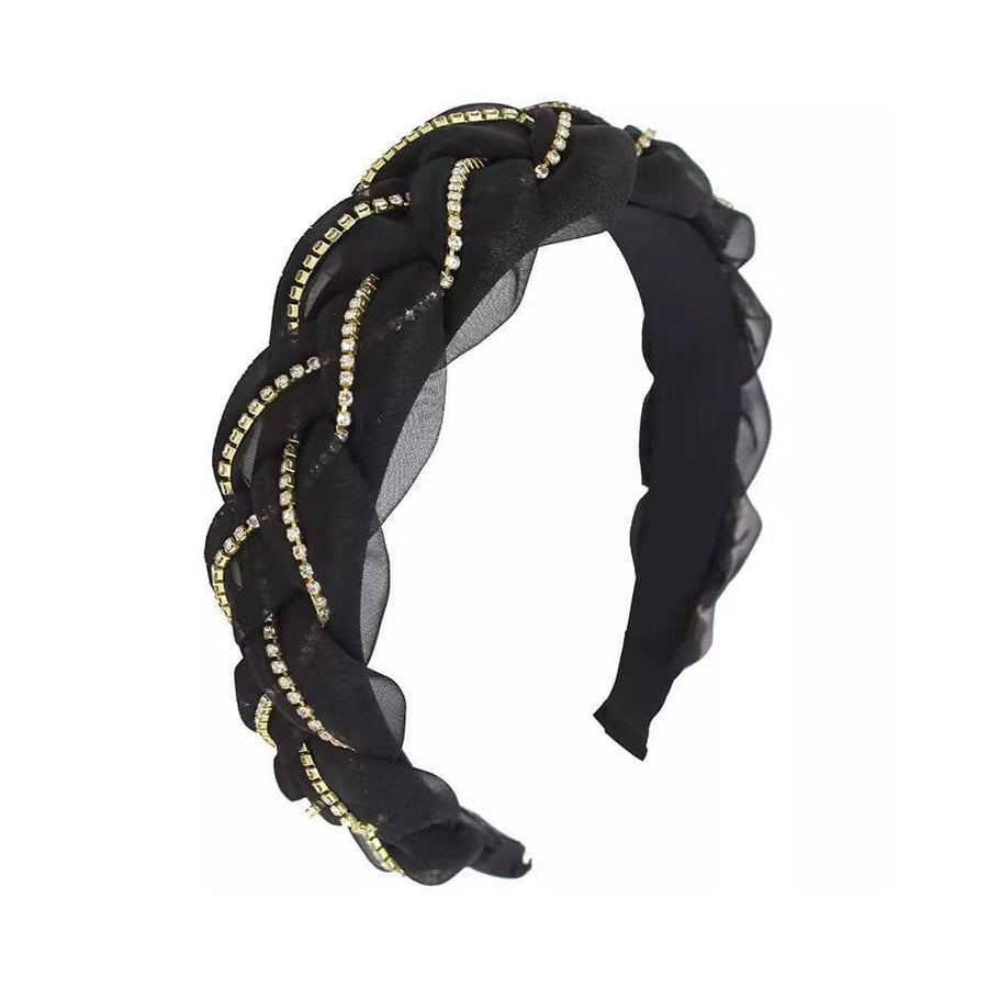 Organza Twist Knot Wide Hair Band for Women - Black