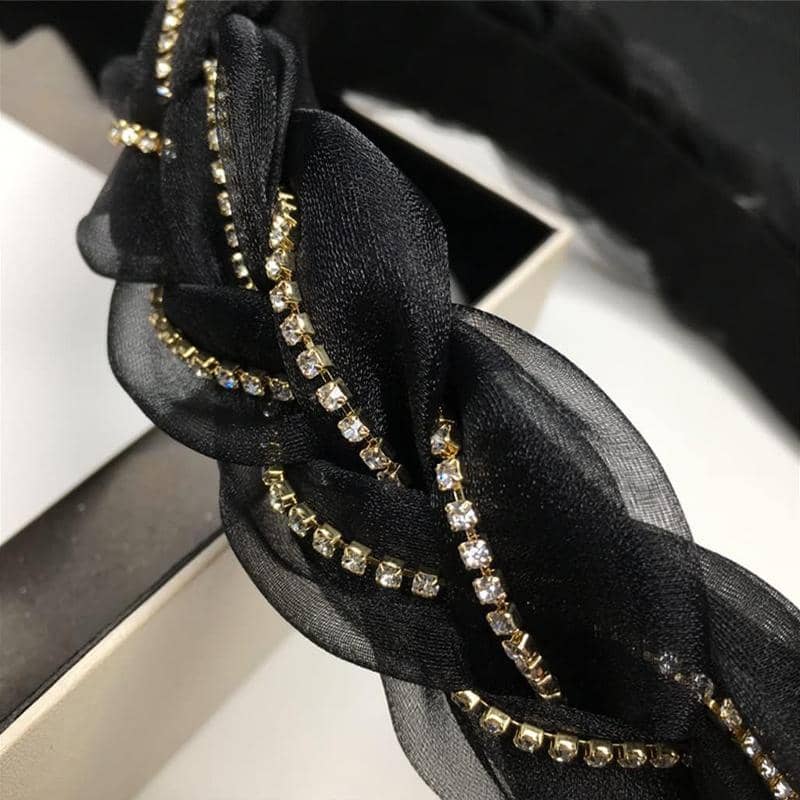 Organza Twist Knot Wide Hair Band for Women - Black - view 4