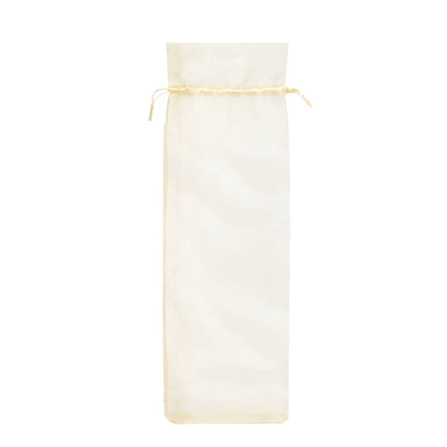 Organza Wine Bottle Gift Bags with Drawstring, Pack of 30 - Beige