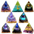 Orgone Pyramid Crystal Ornament with Obsidian and Gold Foil - Black and Brown, 60 x 60 mm - view 3