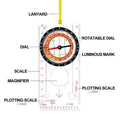 Orienteering Baseplate Compass for Hiking Camping - Single - view 3