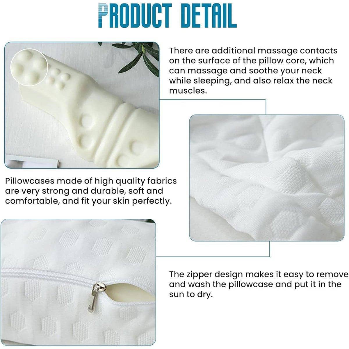 Orthopaedic Memory Foam Cervical Neck Pillow, Slow Rebound - White - view 5