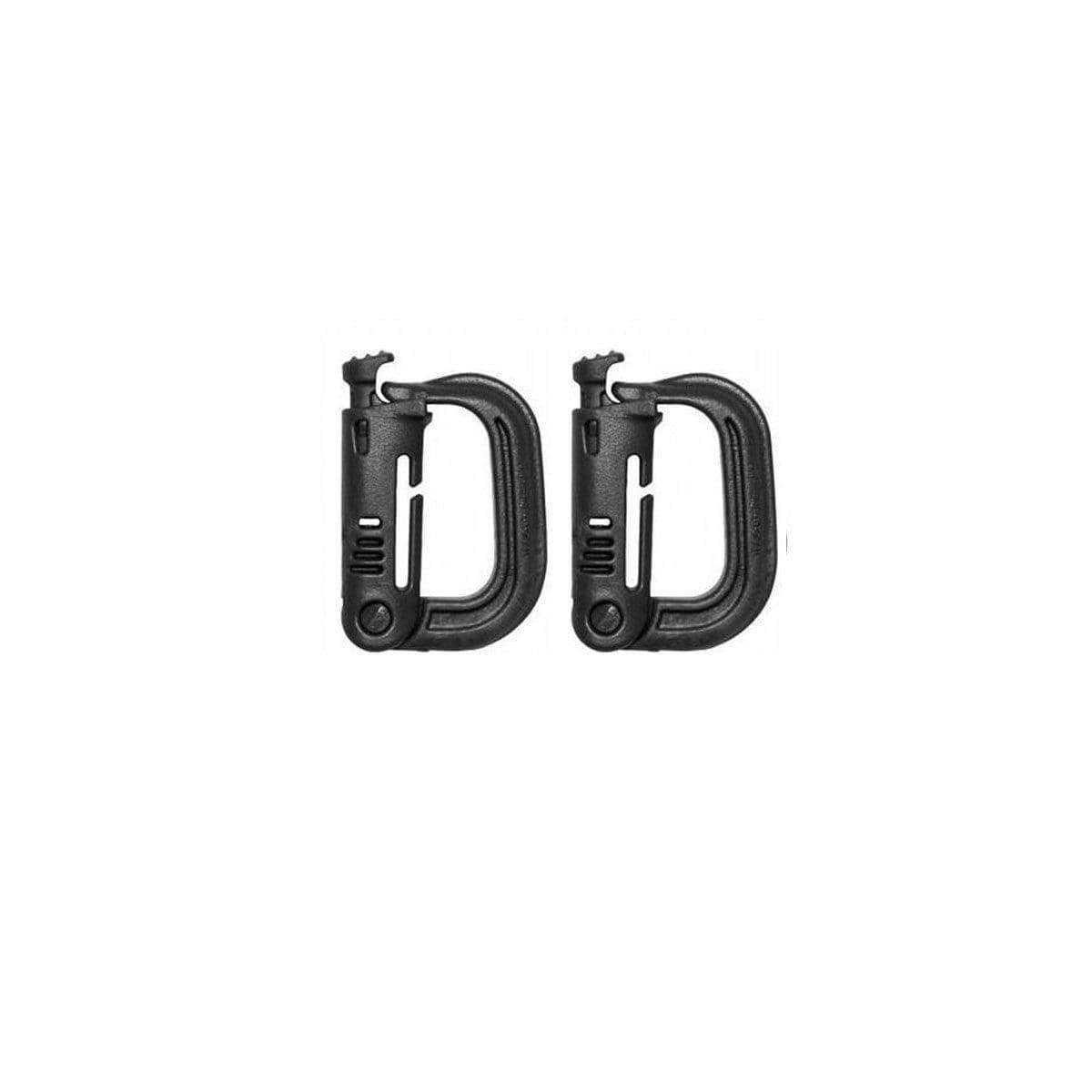 Outdoor Backpack D-Ring Buckle, Plastic Snap Clip, Pack of 2 - Black