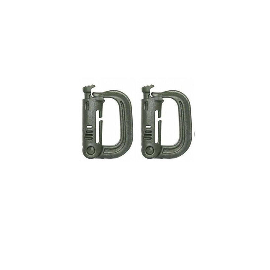 Outdoor Backpack D-Ring Buckle, Plastic Snap Clip, Pack of 2 - Green