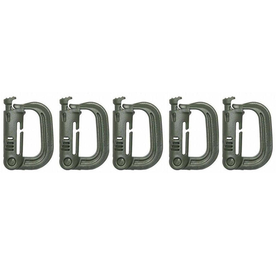 Outdoor Backpack D-Ring Buckle, Plastic Snap Clip, Pack of 5 - Green