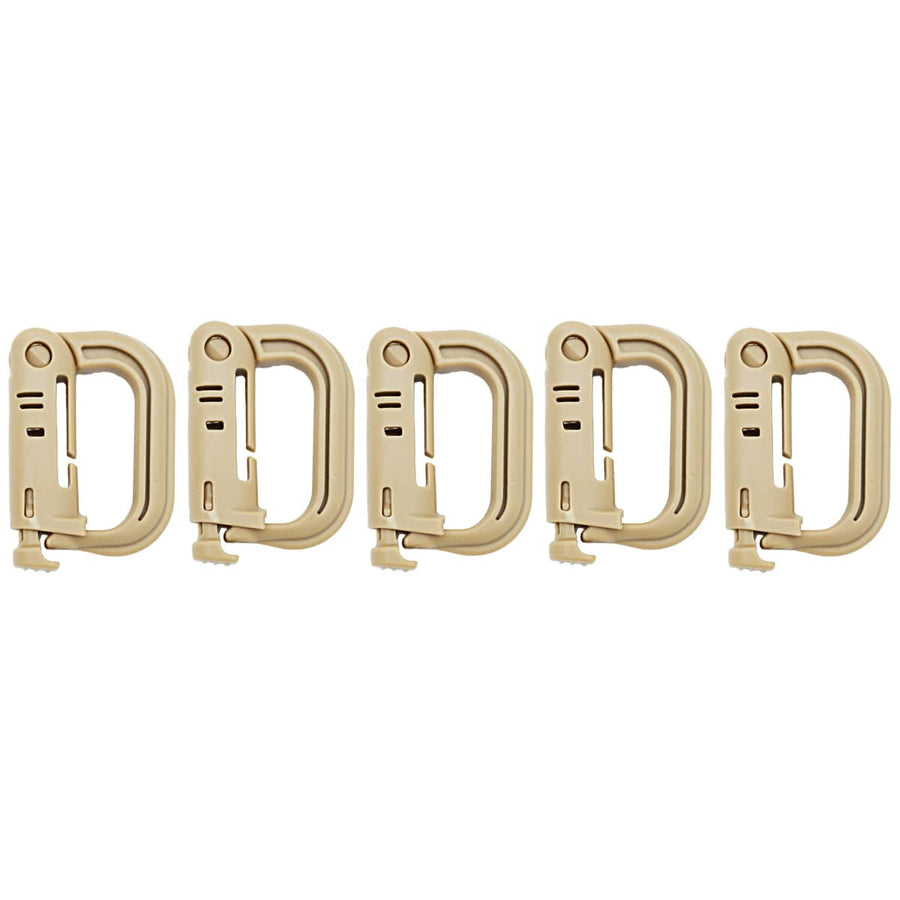 Outdoor Backpack D-Ring Buckle, Plastic Snap Clip, Pack of 5 - Khaki