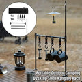Outdoor Camping Lantern Stand with Hooks, Aluminium Alloy Table Organiser