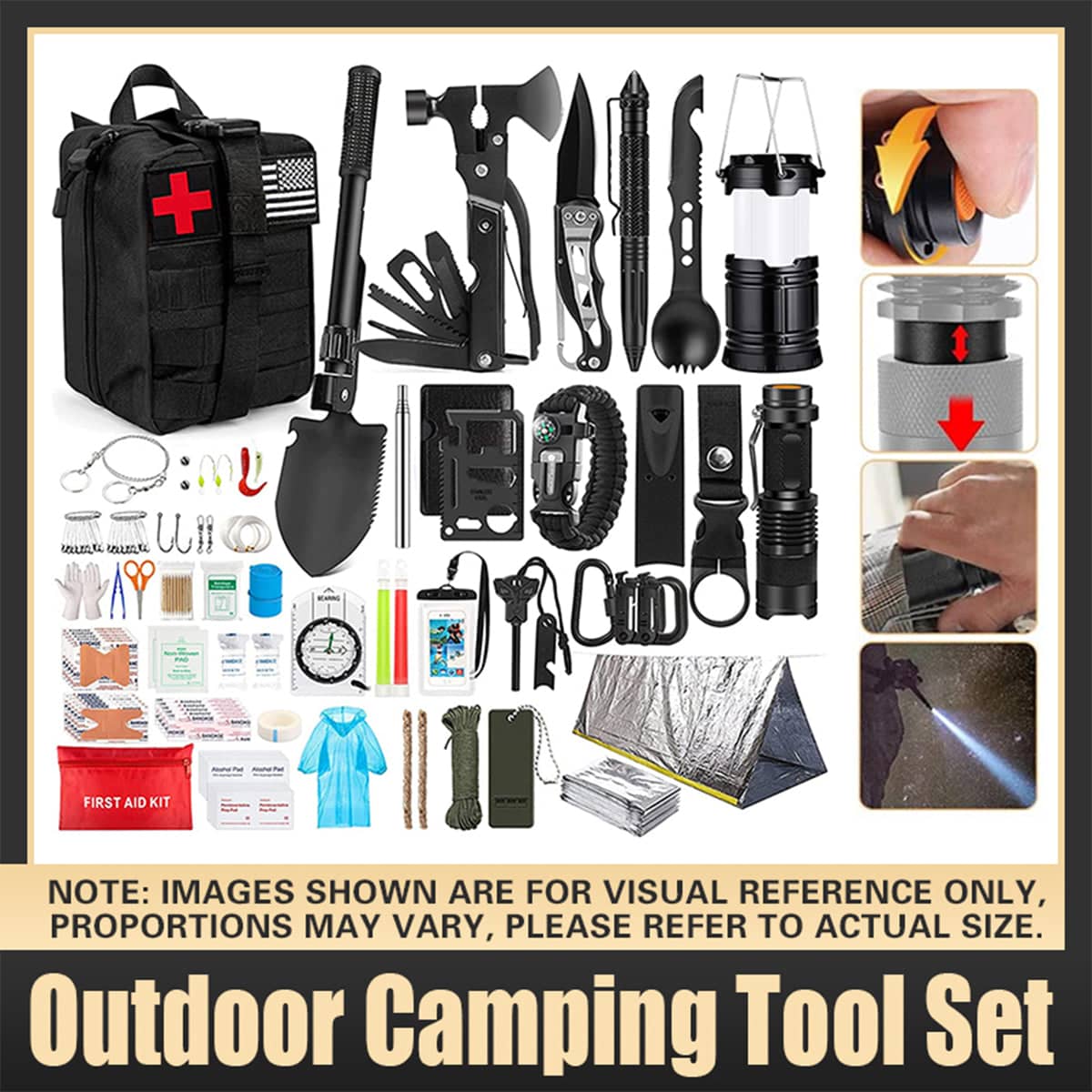Outdoor Camping Survival Tool Set, Multi-Function Hiking Emergency Kit